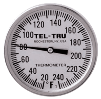 Tel-Tru Back Connected Industrial Bimetal Thermometer, 1-3/4" and 2"